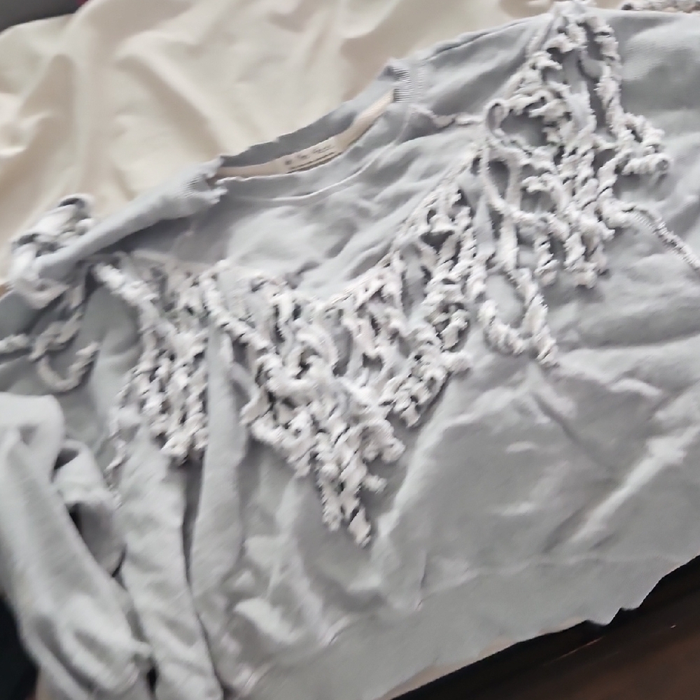 We The Free Gray Fringe Top